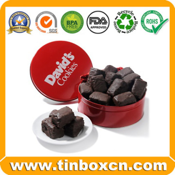 Round Tin Chocolate Can for Food Packaging, Chocolate Tin Box