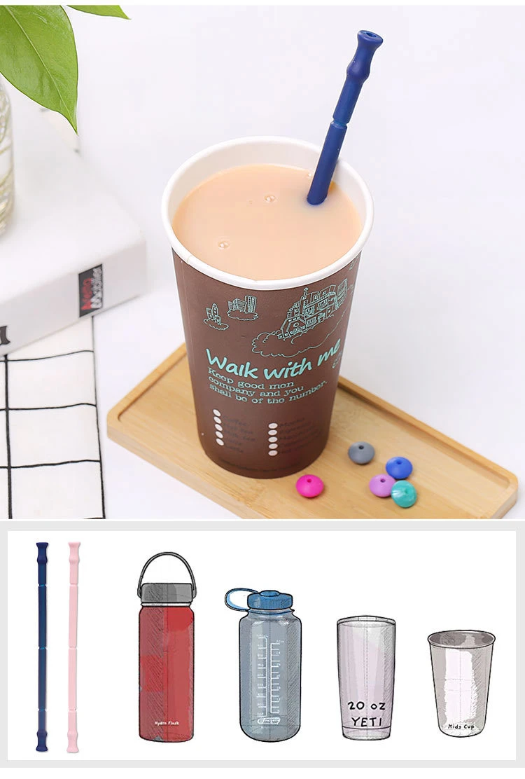 New Promotional Reusable Silicone Foldable Straw