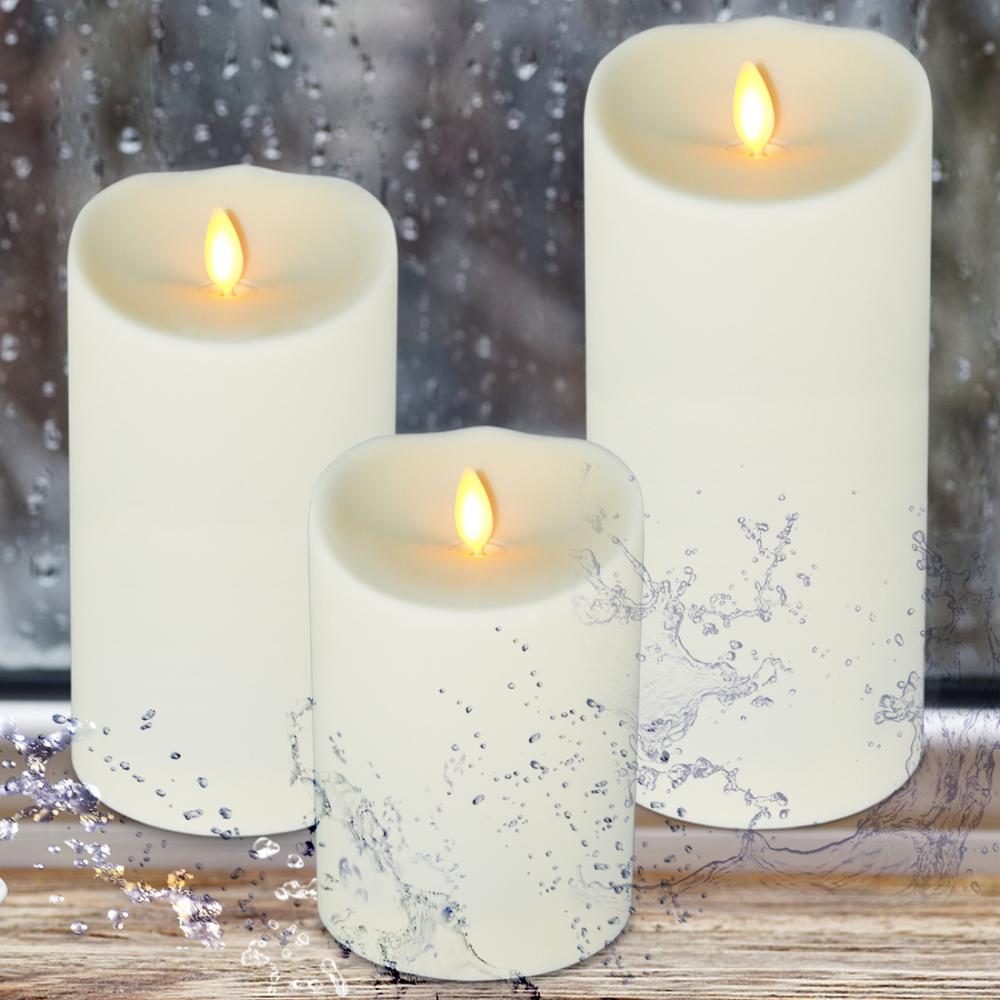 3 Pack Outdoor Flameless LED Candles With Timer