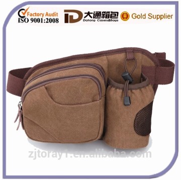 Wholesale sport canvas waist bag sport waist bag with bottle holder