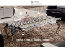 Cohen Stainless steel coffee/center/tea table with stone marble top B103