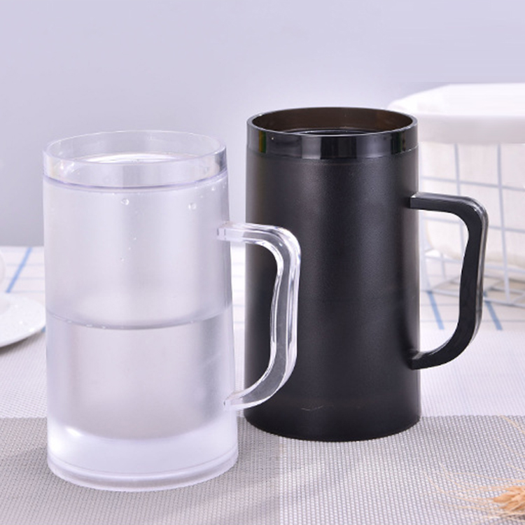 Sturdy Durable Plastic Beer Freezer Mugs, Cups, Double Wall Insulated Freezer Tumbler, Perfectly Cooling Glasses Mugs for Beer