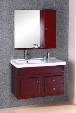 solid wooden bathroom cabinet with mirror cabinet