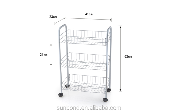 3 Tier Fruit Rack Bathroom Storage Stand Cart