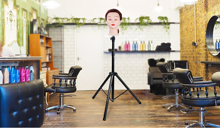 Wig Stand Tripod Mannequin Head Stand Adjustable Wig Head Stand Holder for Cosmetology Hairdressing Training