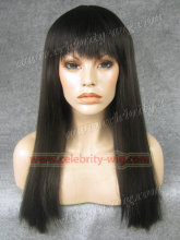 Yaki Straight Long Dark Brown Synthetic Lace Front Wig Tyra Banks Wig