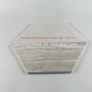 2-Tone hexagonal Marble Pastry Board in white and champagne /Trivet marble /Marble trivet