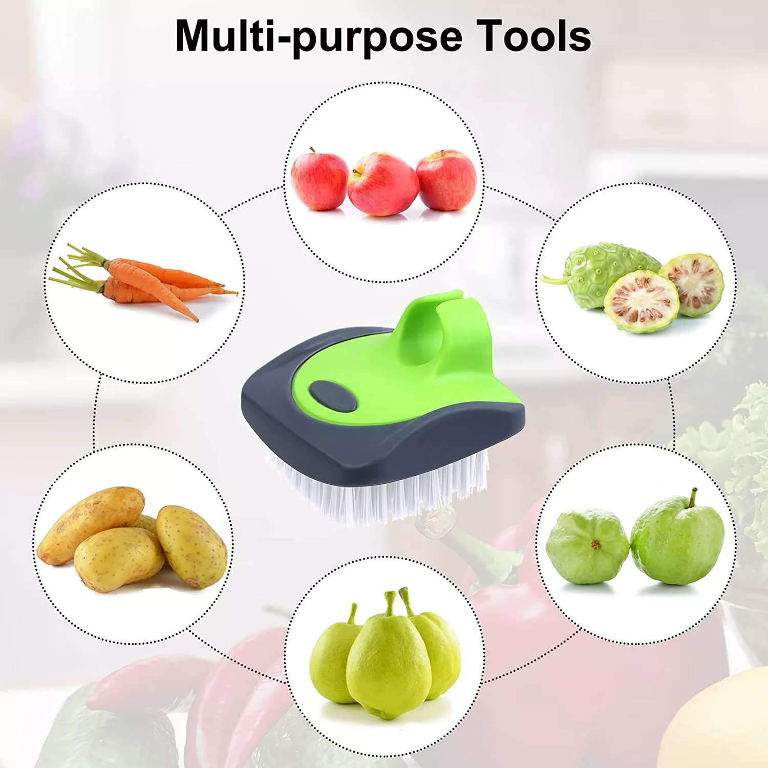 Topwill 2022 Hot Sale Kitchen Cleaning Tools Mushroom Vegetable Brush Durable Plastic Fruit and Vegetable Cleaning Brush