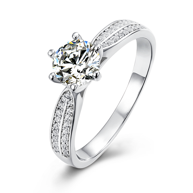 Engagement Crystal Zircon Round Diamond 925 Sterling Silver Jewelry Wedding Ring