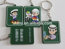 custom make embossed honorific policeman soft pvc keyring factory