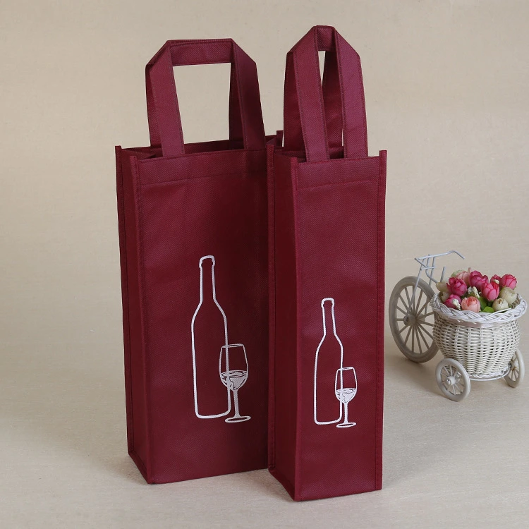 Wholesale Eco Friendly Heavy Duty Reusable Divided 4 Bottles / 6 Bottles Carrier Non Woven Wine Tote Bag