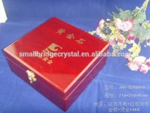 Red wooden gift box for crystal items