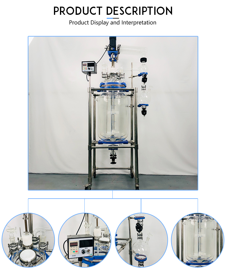 Hot Selling Manufacturer Direct Selling Efficient Customized 50L Double Jacketed Glass Reactor Chemical Lab Equipment