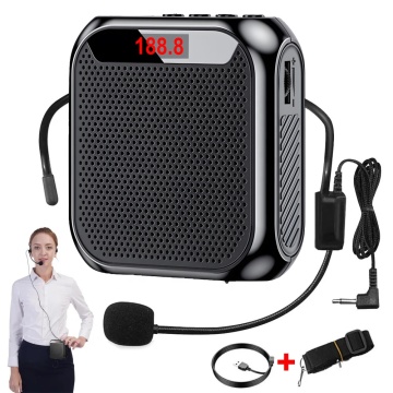 Professional LED Display Mini Voice Amplifier with MIC Recording - Wired Headmount Microphone