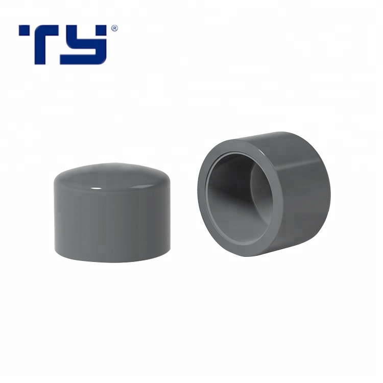 Good Quality UPVC Rubber Joint Plastic Pipe Fitting For Industry Use PVC PN16 DIN 8063 End PVC Cap