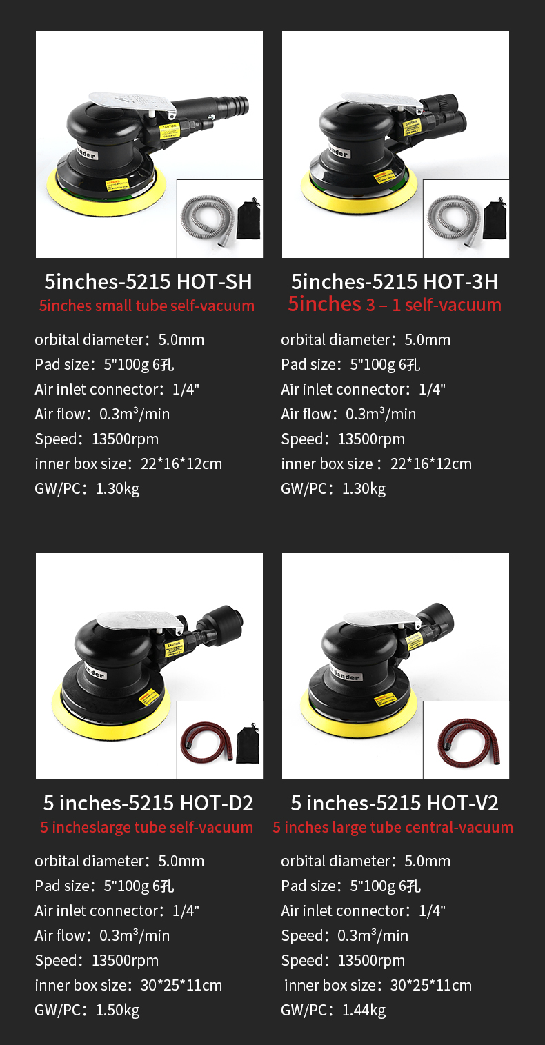 central vacuum pneumatic polisher air orbital sander for car