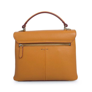 Grainy Leather Vintage Yellow City Satchel Handle Bag