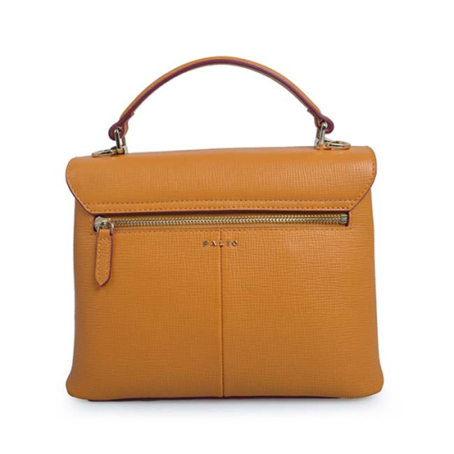 Körniges Leder Vintage gelb City Satchel Handle Bag