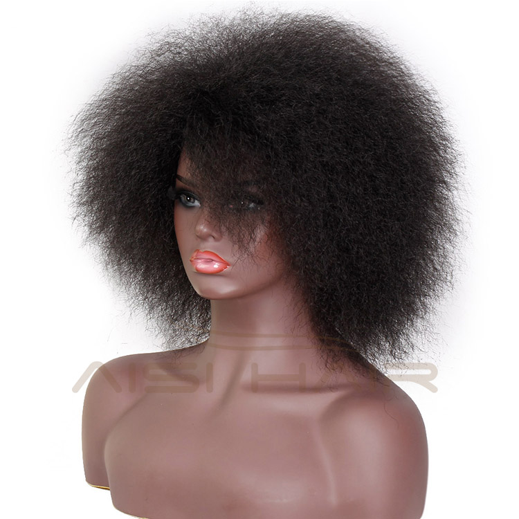 Cheapest Top Quality Kinky Curly Short Wigs Synthetic Fiber Afro Fluffy Wigs for African American