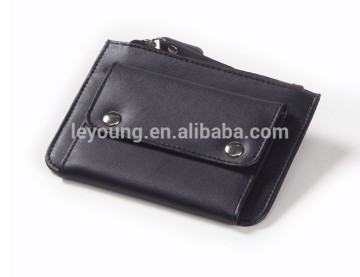 Fashion Zip PU Coin Pouch with button pocket