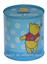 Round coin saving tin box