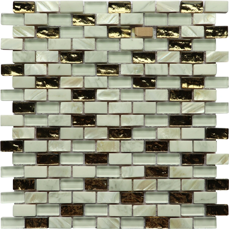 23X48mm Crystal Mix Shell White Glass Mosaic Tile