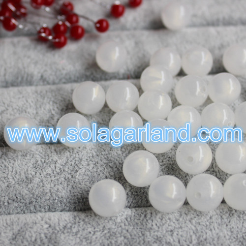 8 MM, 10 MM, 12 MM acrylique rond translucide grosses perles de gomme gelée couleur blanc laiteux