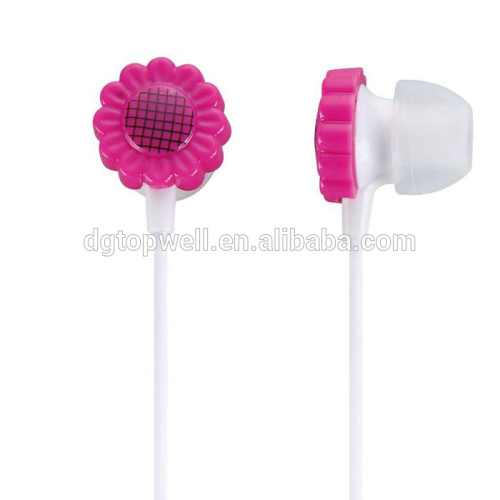 Good quality flower shaped earphone for kids favorite flower earphone