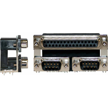 Conectores D-SUB de ángulo recto de triple puerto