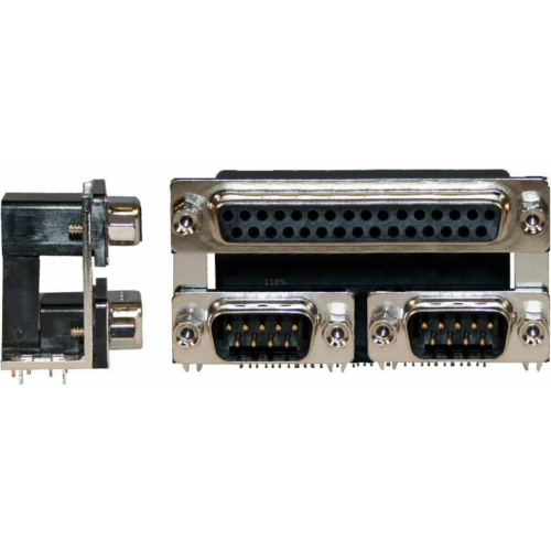 Conectores D-SUB de ângulo reto de porta tripla