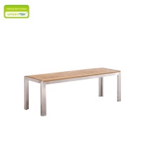 Teak Inlaid Bench Outdoor Stainless Steel Furniture