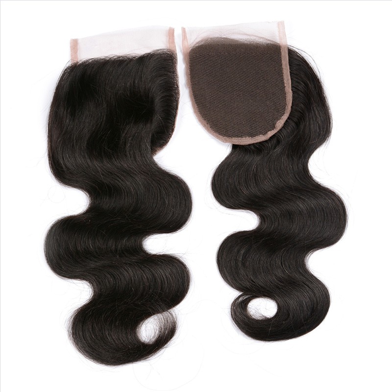 4*4 Hair Weave Closure Human Brazilian Body Wave Style Wave, Natural Black Color Body Wave Hair Closure