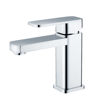 Contemporary chromed polished wash basin mixer tap