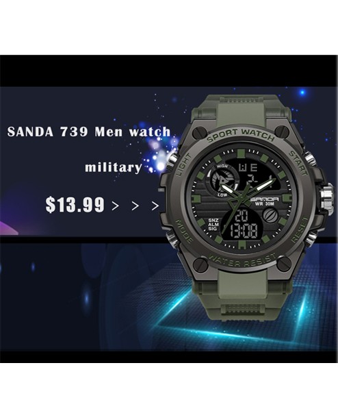 SANDA 359 Functional led wrist watches for boy automatic luminous water resistant sport men digital watch