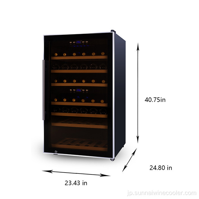 66本のクーラーキャビネットステンレススチールワイン冷蔵庫