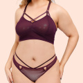 In-voorraad uitgehold plus size bralette en string bondage decoratie transparant kant sexy lingerie