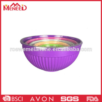 Different size solid color melamine mixing bowl