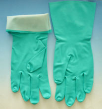 Flocklined / Polymerlined, Beaded Cuff And Finger Surface Nitrile Industrial Gloves