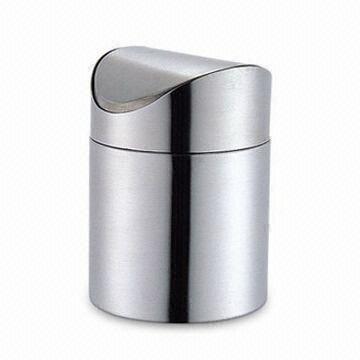 Table Dustbin with Swing Lid, Made of Stainless Steel 201#, Nice Design and Convenient to Use