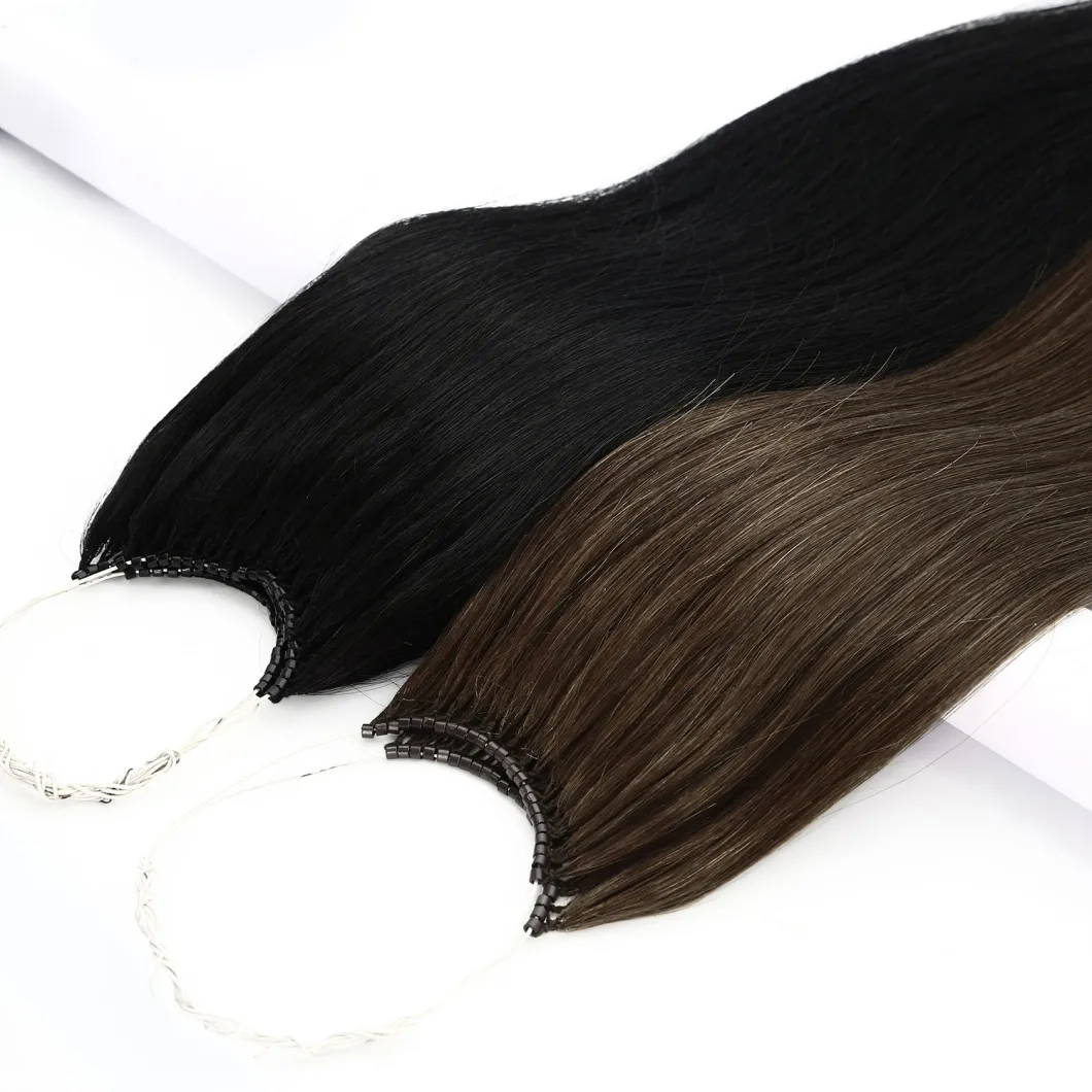 Human Hair Virgin Remy Hair 20 Inch Dark Brown Double Drawn No Tip Hair with Micro Ring