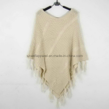 Ladies' Fashion Crochet Knitted Poncho (SZWA-0903)