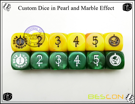 Customized Yellow Marble Dice with Custom Engraving on Six Sides