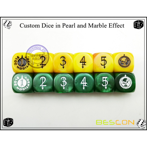 Customized Green Pearl Dice with Custom Engraving on Six Sides