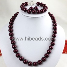 Red wine shell pearl necklace jewelry set Shell-pearl-88-093