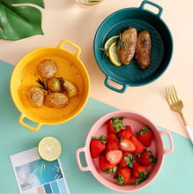 ins soild color glaze ceramic soup bowl