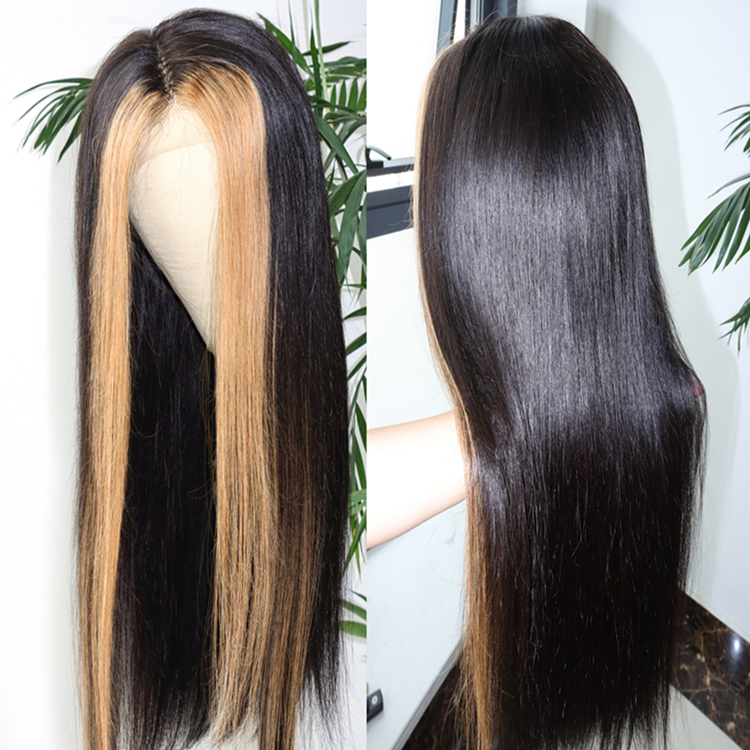 Wholesale Highlight Human Hair Wig Lace Front Highlighted Human Hair 4*4 Closure Glueless Wig For Black Women