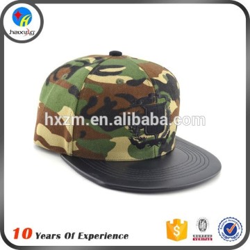 customize leather brim printed camo snapback cap