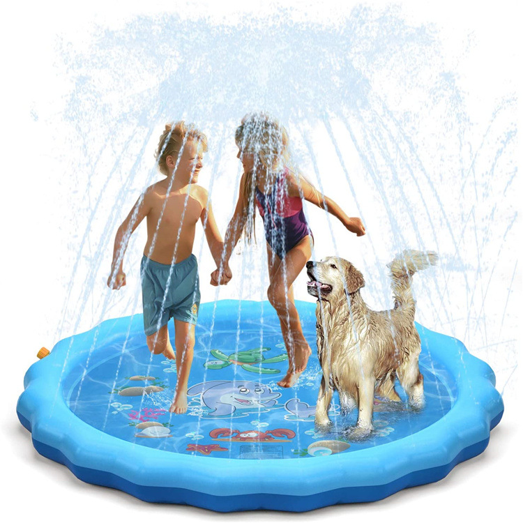 Spot  foldable Children Dolphin Version Play Water Mat Lace Letter Sprinkler Mat Pet Sprinkler Water Mat Toys