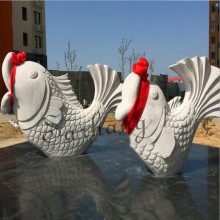 Outdoor decoration antique marble fish statue for sale