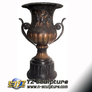 Antique Cast Bronze Flower Vase Carving (OBI-B35)